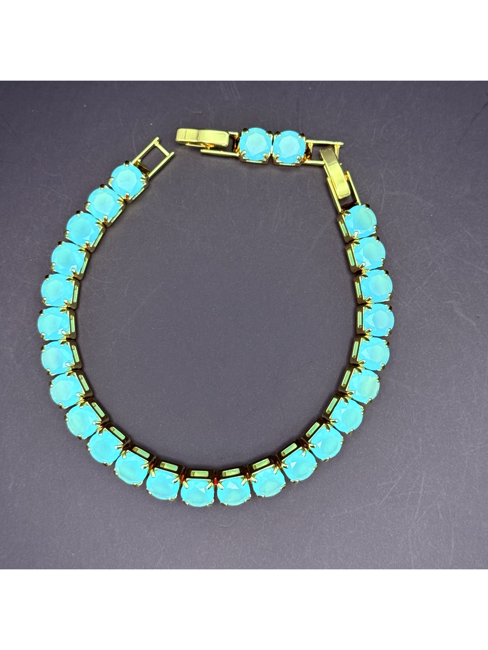 candy+clover aqua frost gold tone chunky tennis bracelet